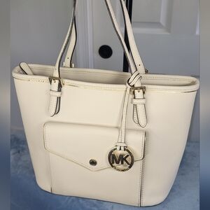 Michael Kors Cream Leather Saffiano Tote Bag